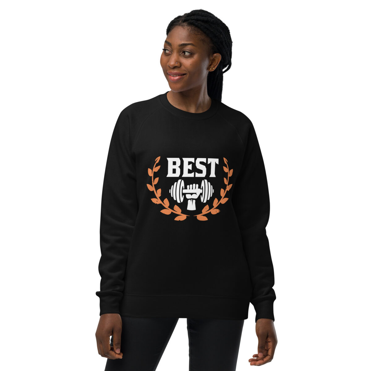 unisex raglan sweatshirt black front 6448de0d5721a