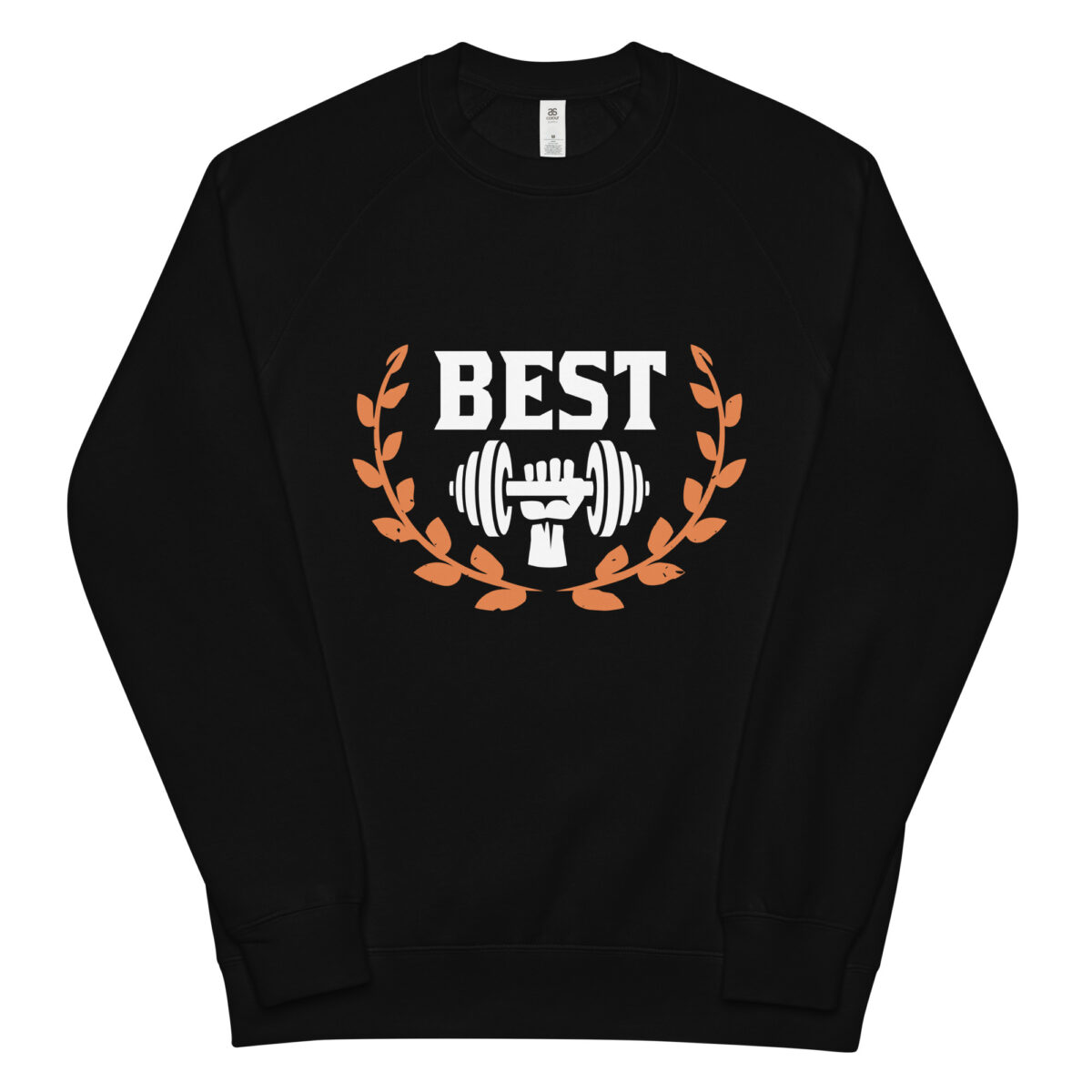 unisex raglan sweatshirt black front 6448de0d57354