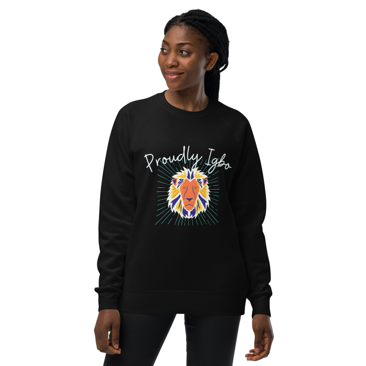 unisex raglan sweatshirt black front 6448f3a65d701