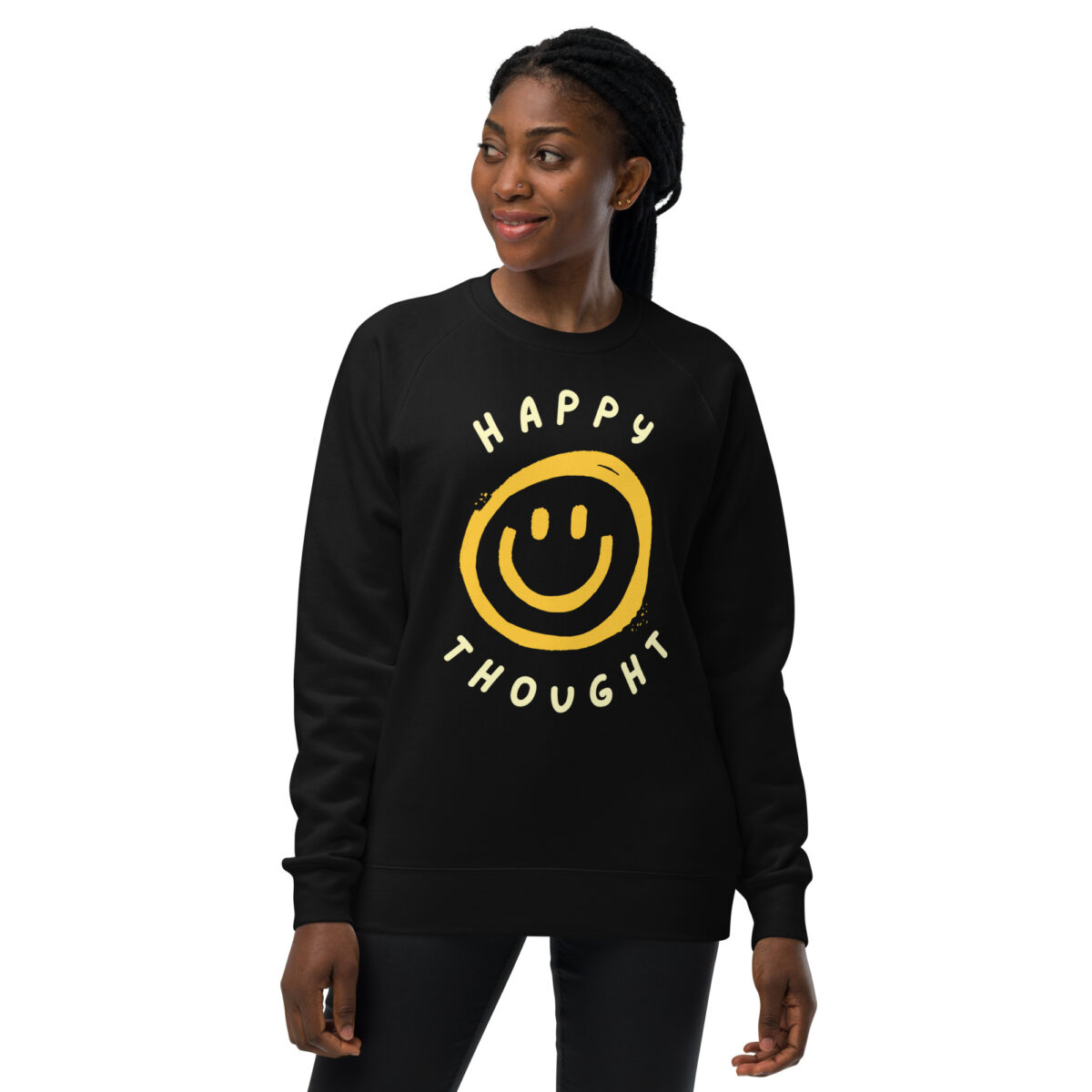 unisex raglan sweatshirt black front 6449279086c95