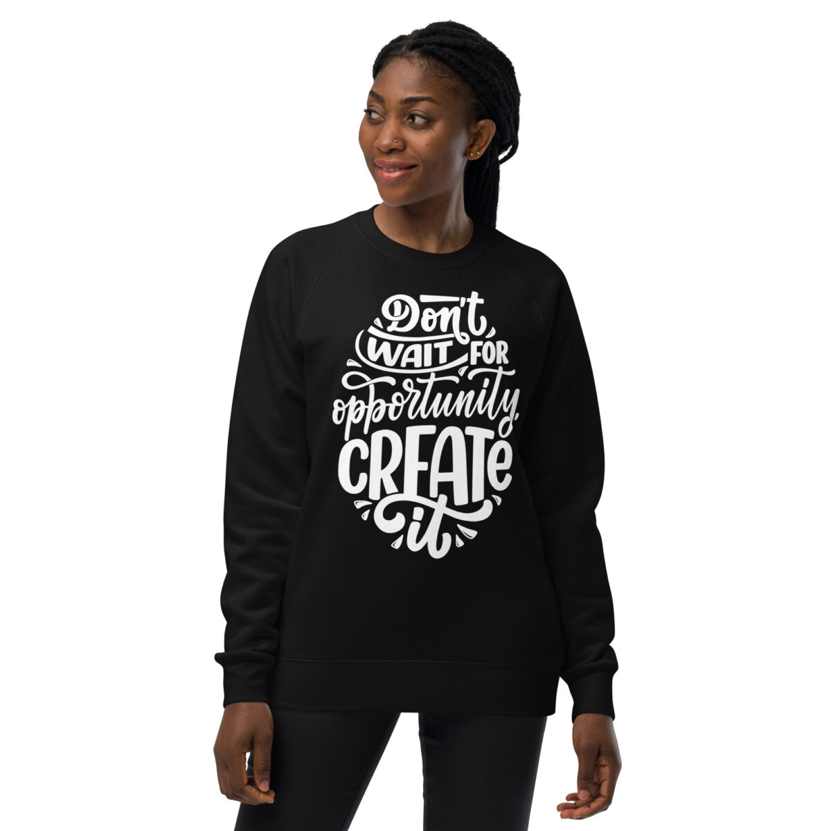 unisex raglan sweatshirt black front 64492de780968