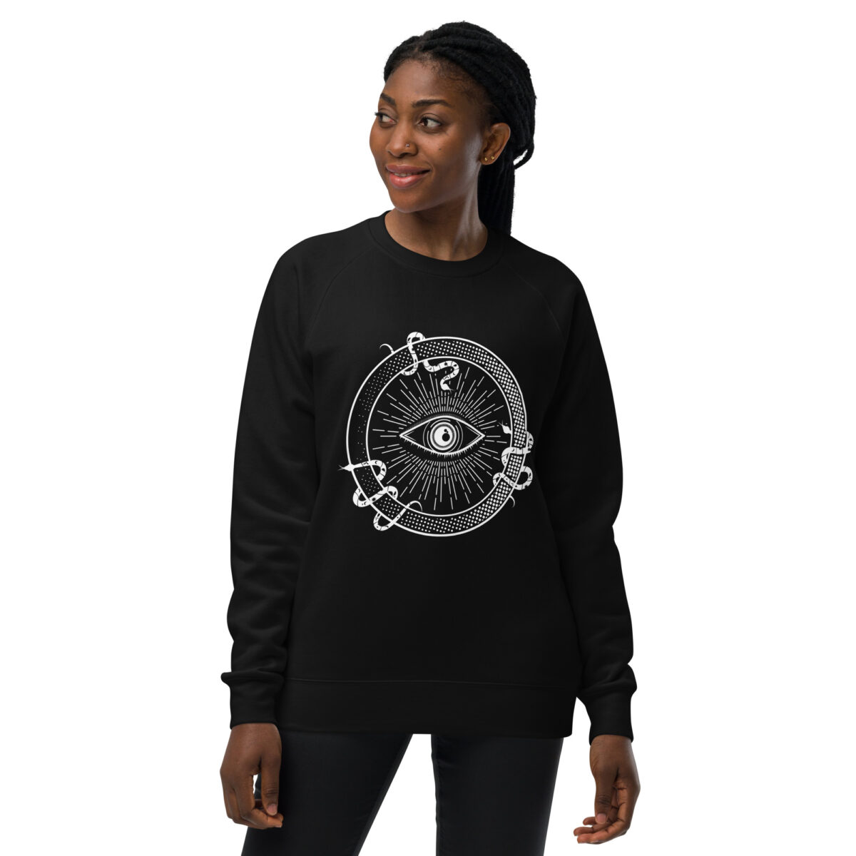 unisex raglan sweatshirt black front 64493319eee16