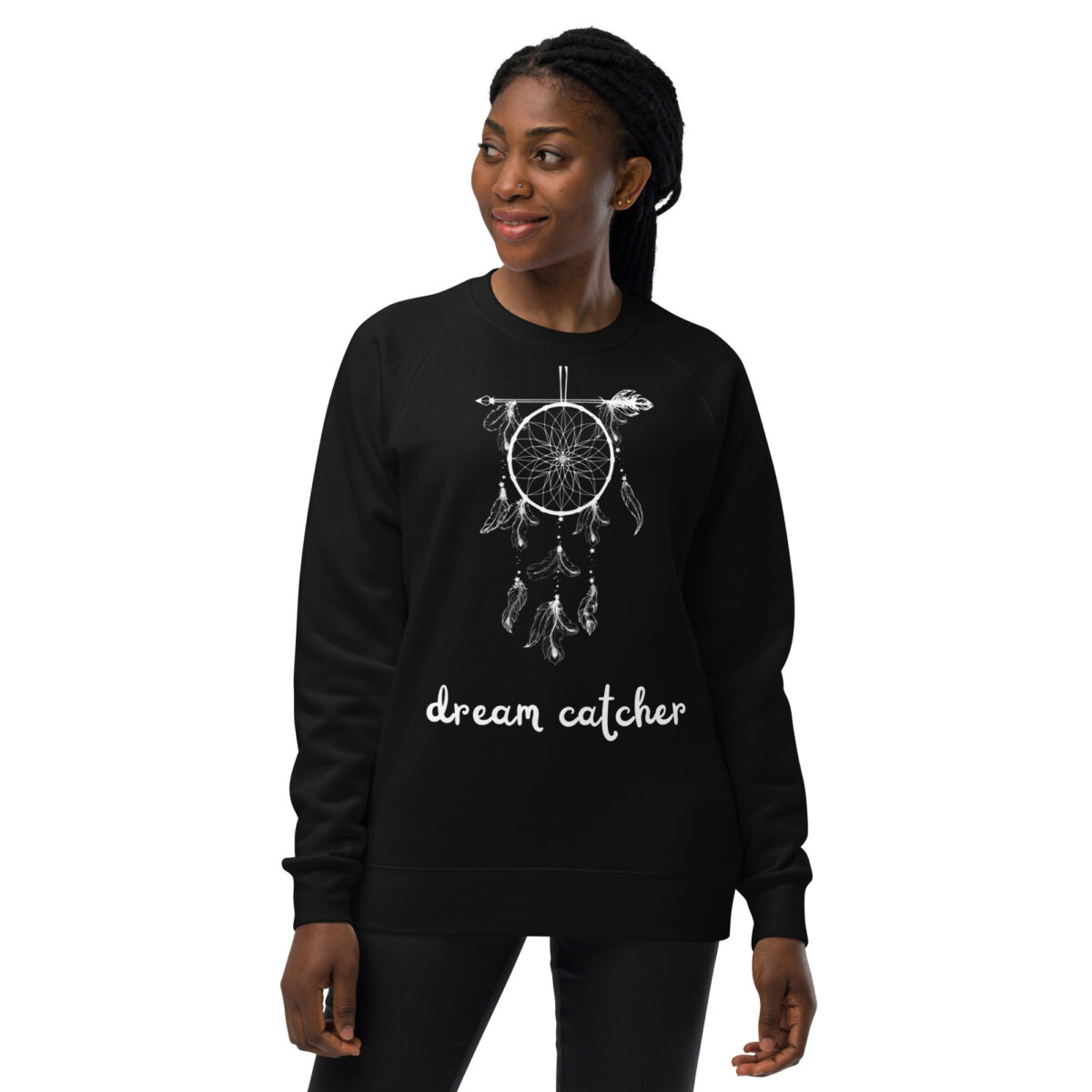 unisex raglan sweatshirt black front 644949379404f