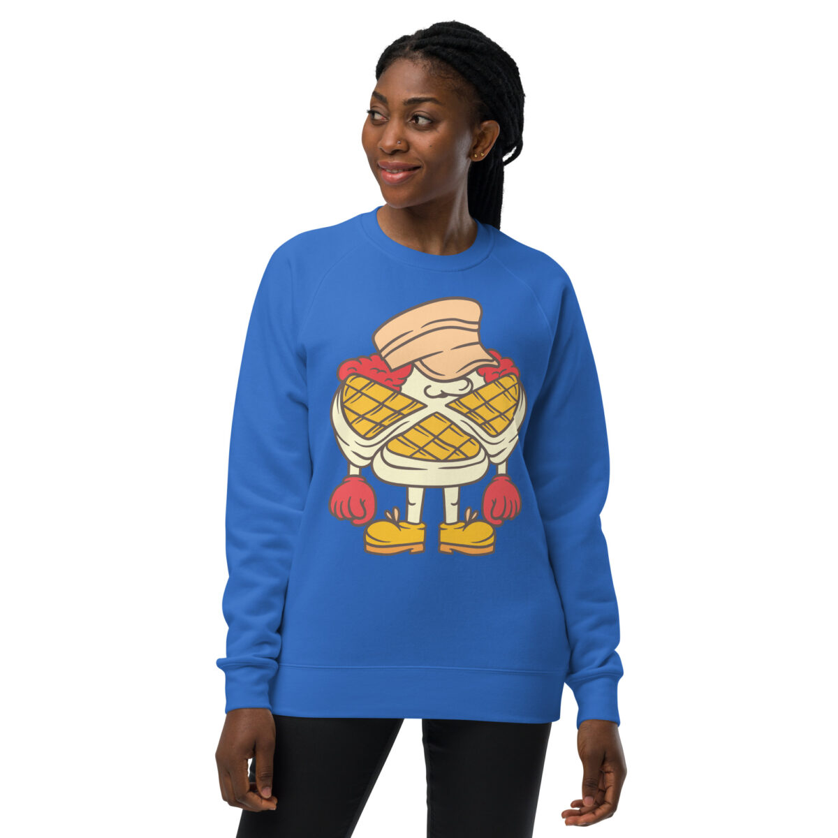 unisex raglan sweatshirt bright royal front 643d45e96bac7