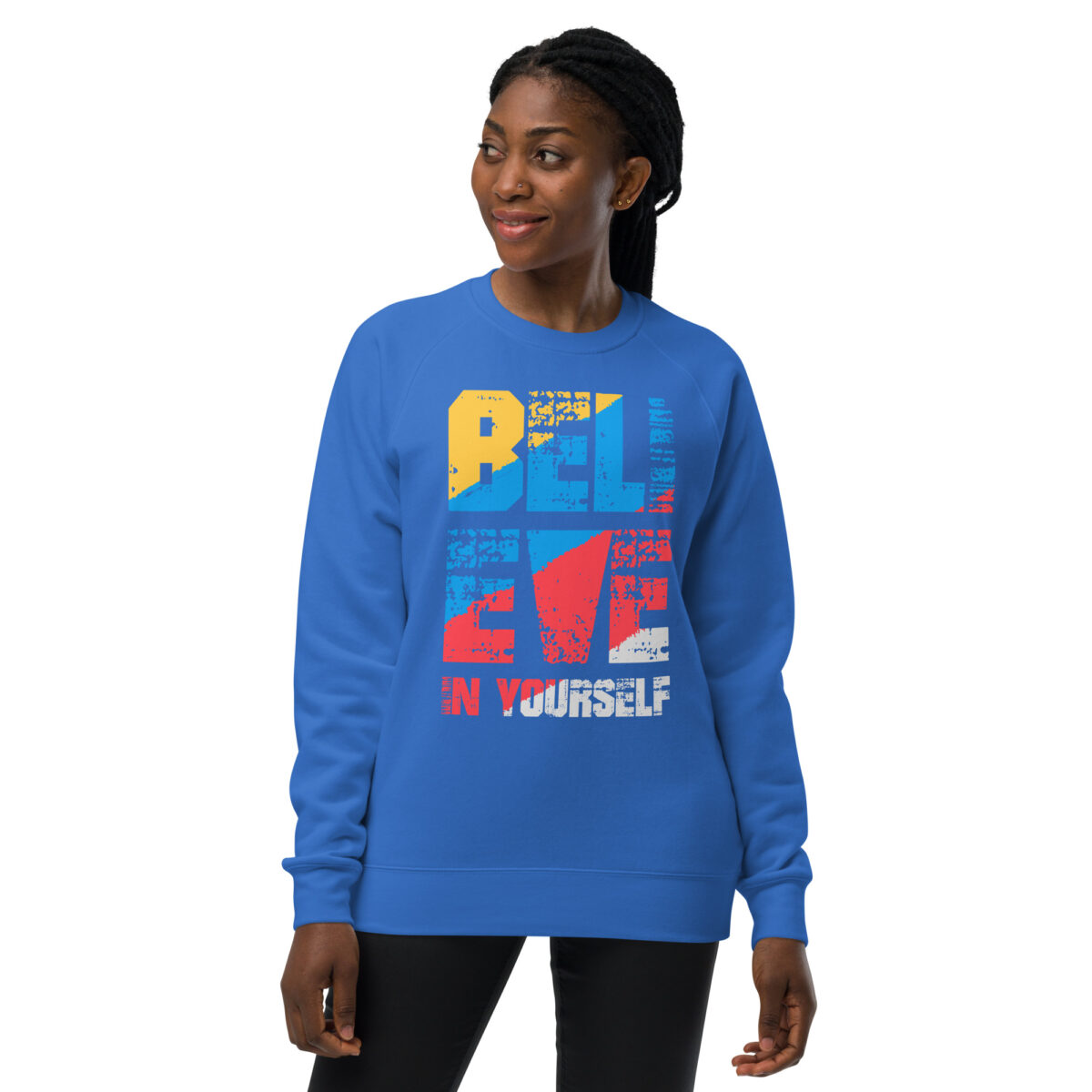 unisex raglan sweatshirt bright royal front 643d87d19b1d5