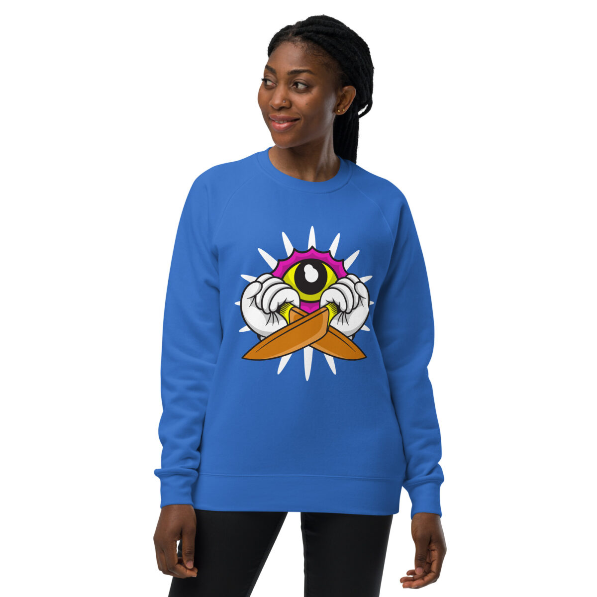 unisex raglan sweatshirt bright royal front 643e73c55256b