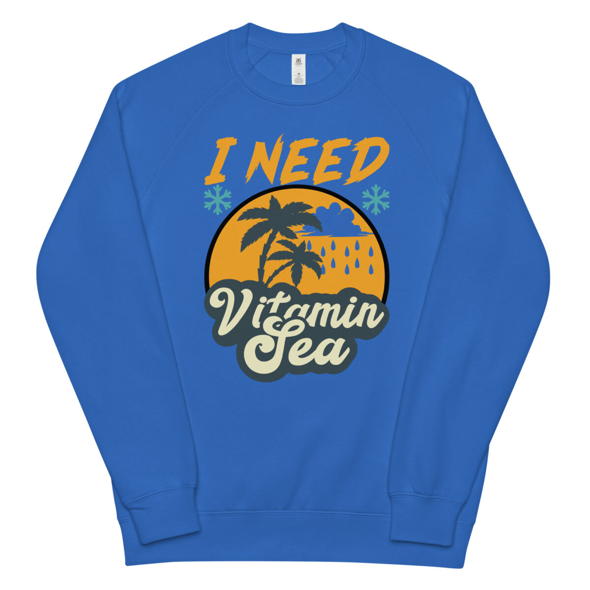 unisex raglan sweatshirt bright royal front 643fffd7bceca