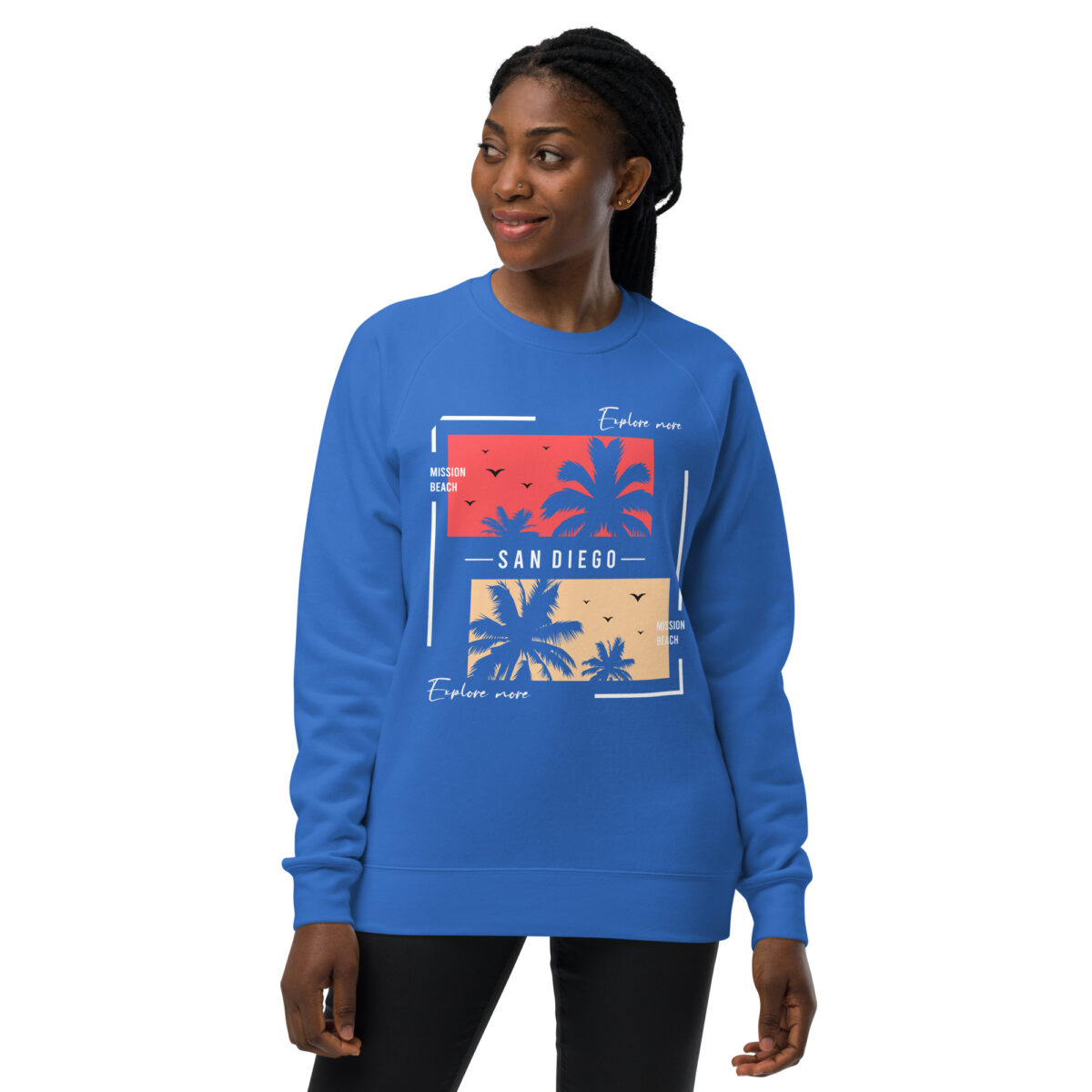 unisex raglan sweatshirt bright royal front 64401b9e3fdb2