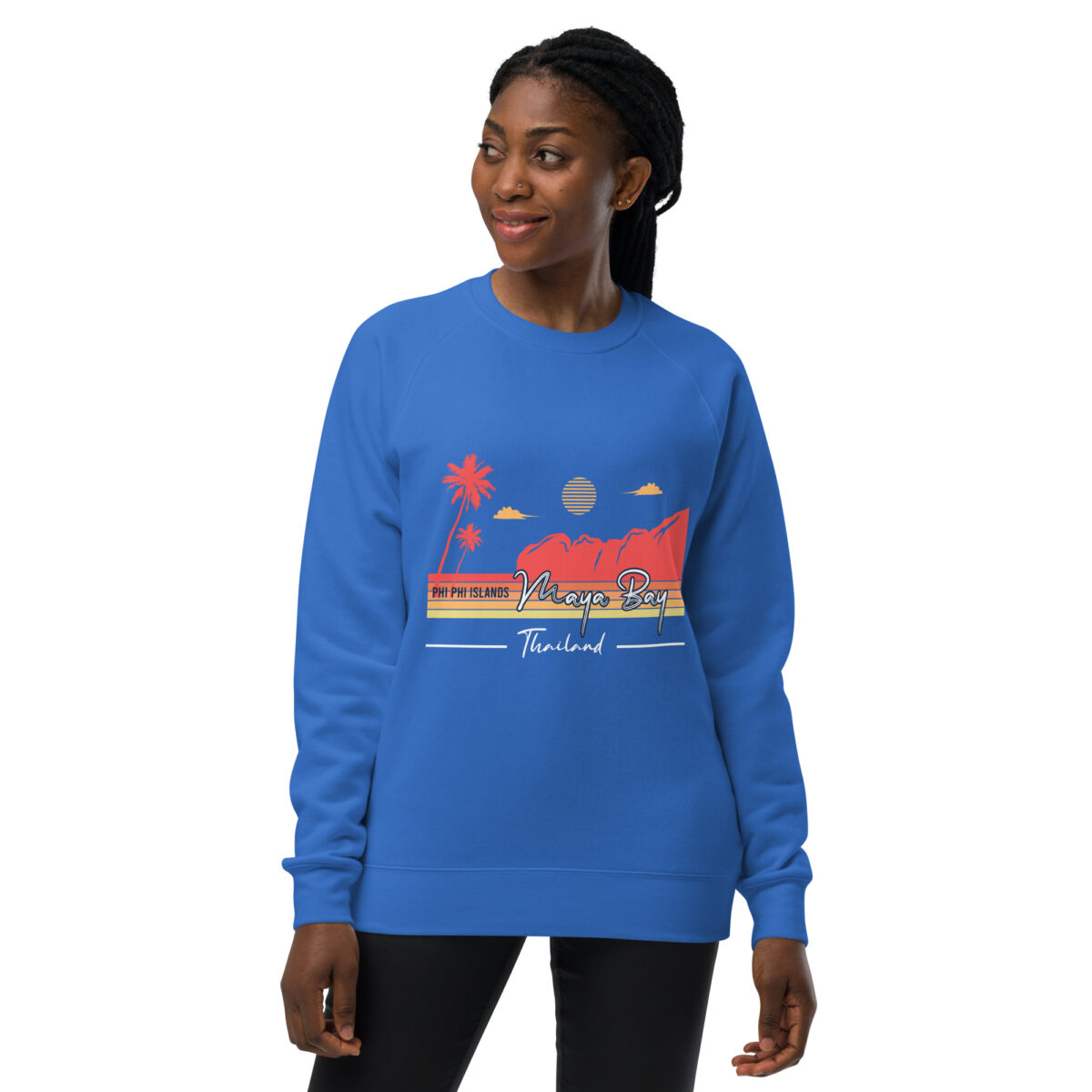 unisex raglan sweatshirt bright royal front 64401d0cca498