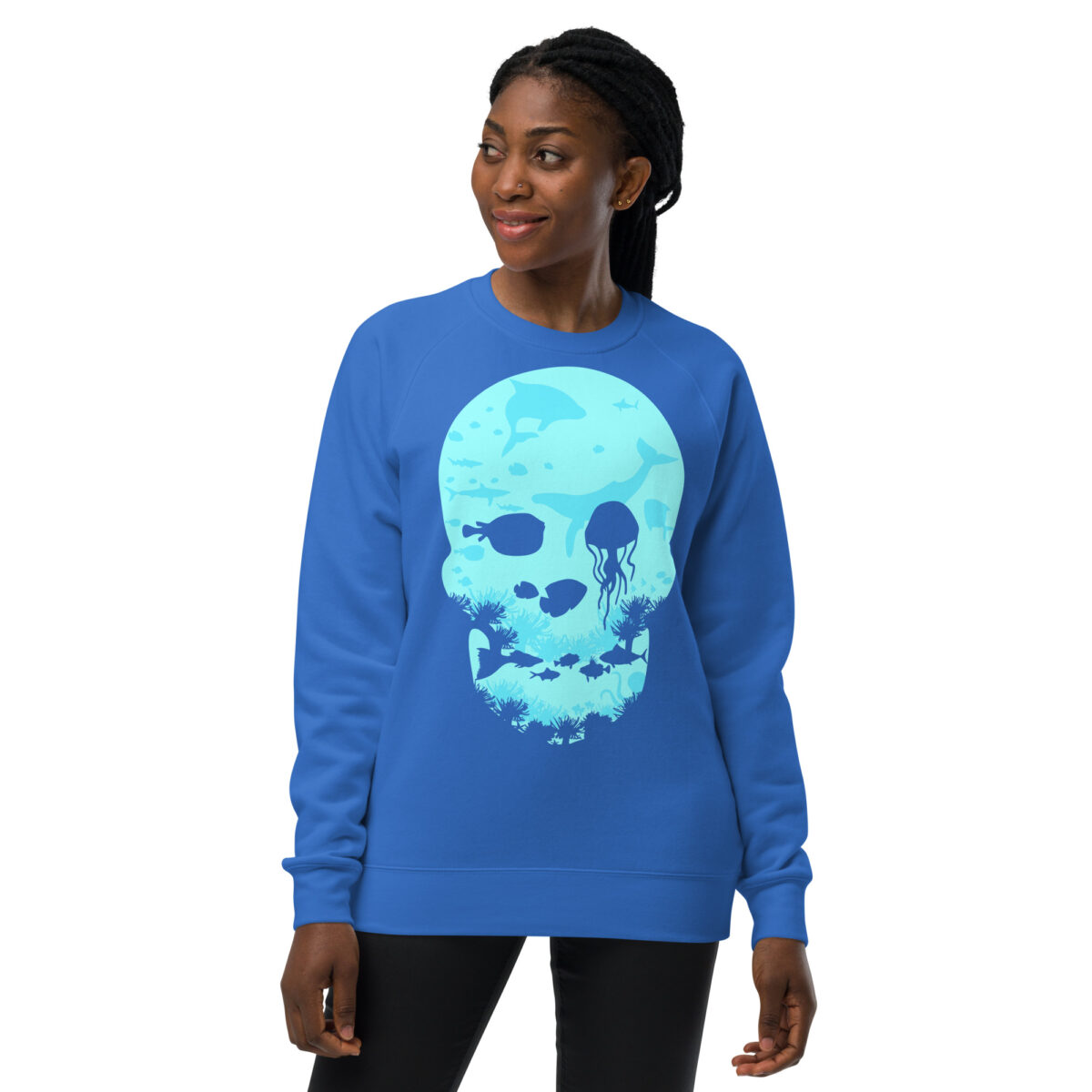 unisex raglan sweatshirt bright royal front 644169dd26344