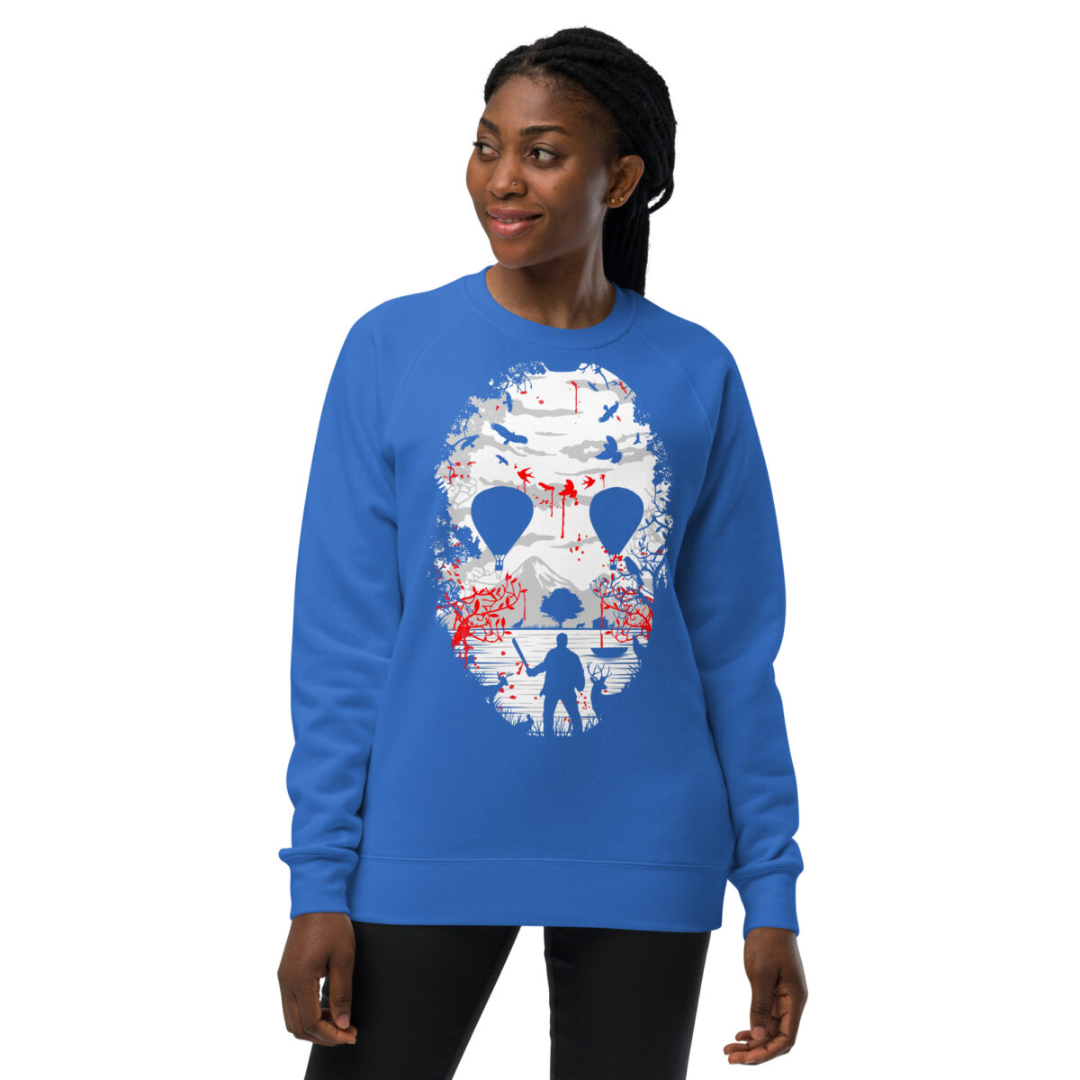 unisex raglan sweatshirt bright royal front 64416b82b3ee0