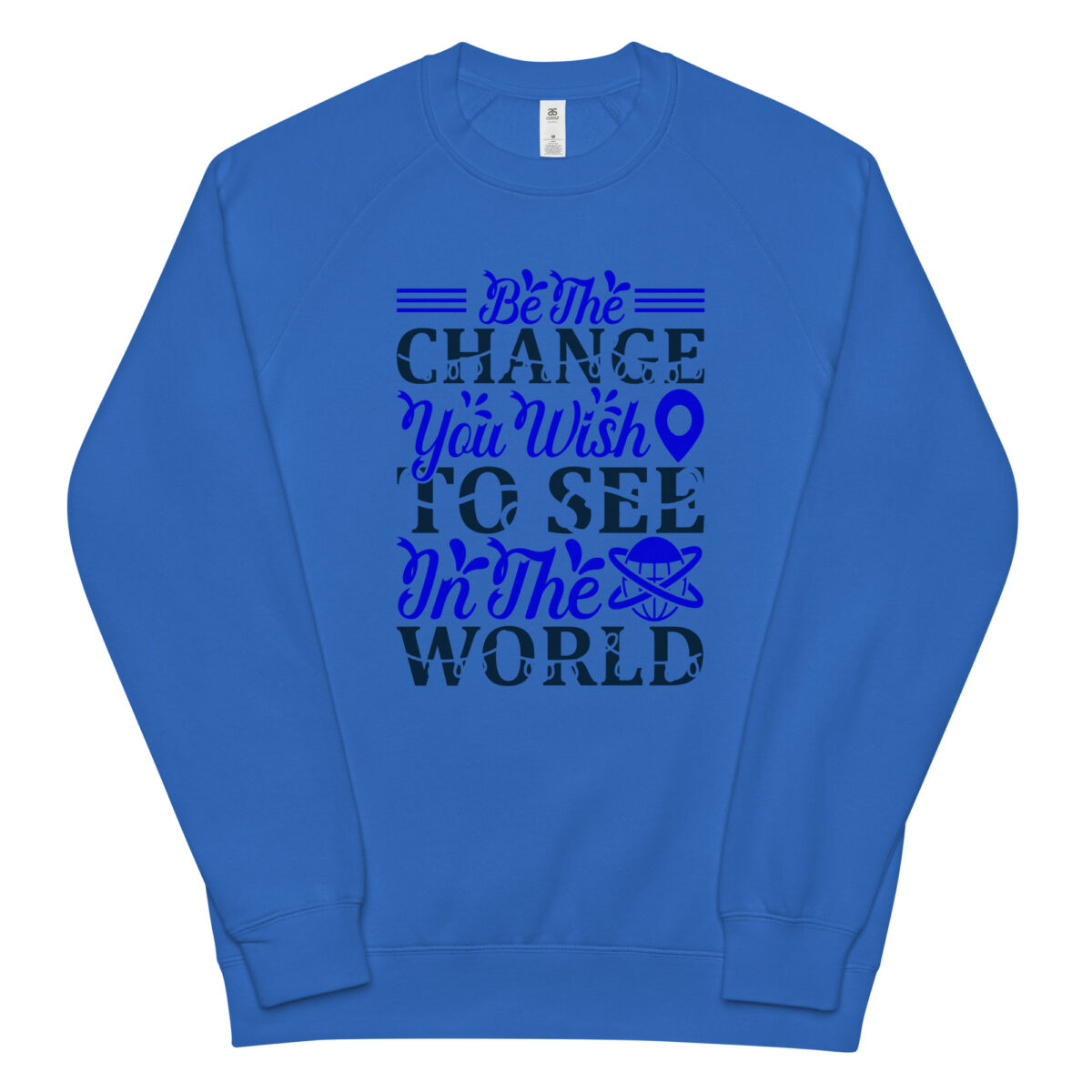 unisex raglan sweatshirt bright royal front 6442626634536