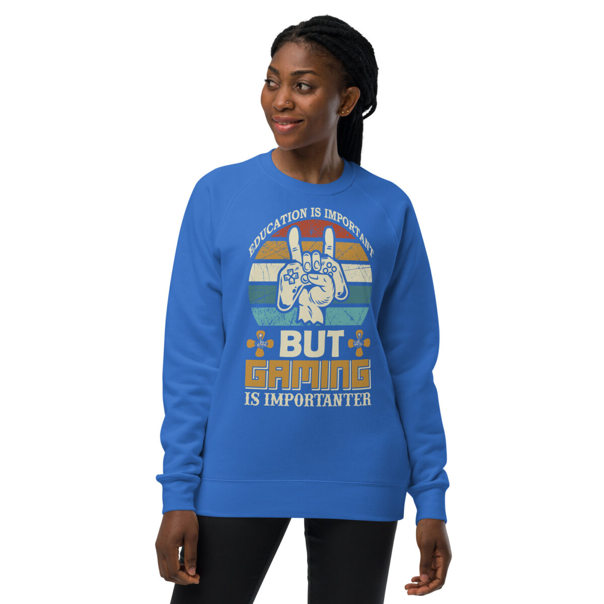 unisex raglan sweatshirt bright royal front 6443be95b1099