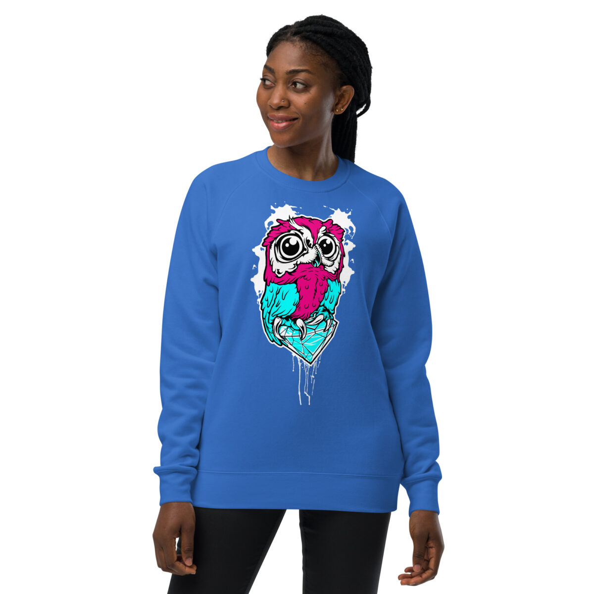 unisex raglan sweatshirt bright royal front 64465df677c22