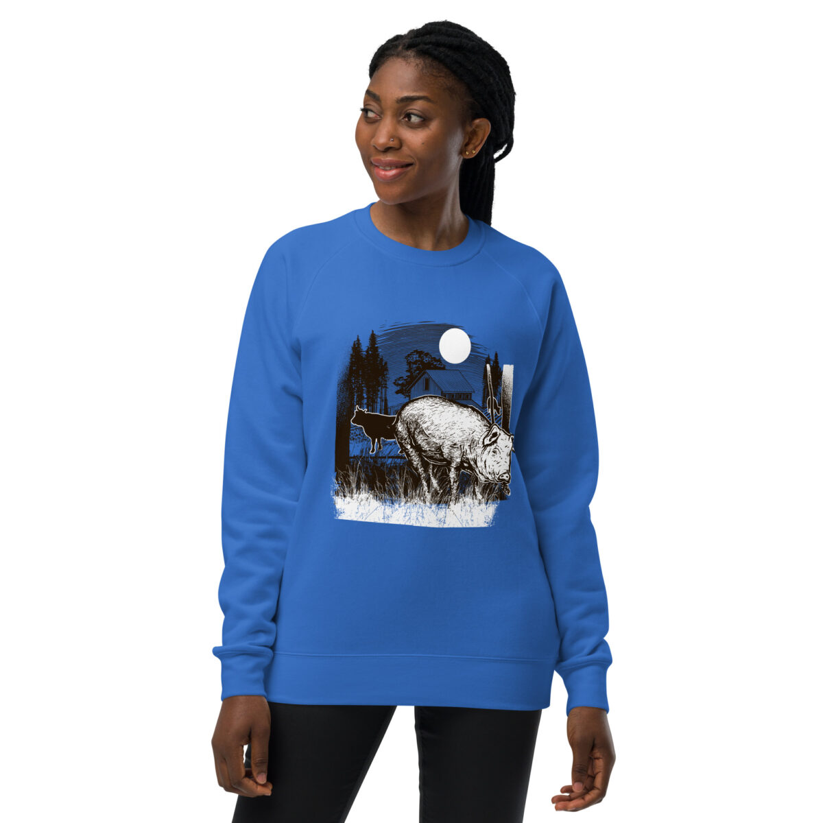 unisex raglan sweatshirt bright royal front 644674f213887