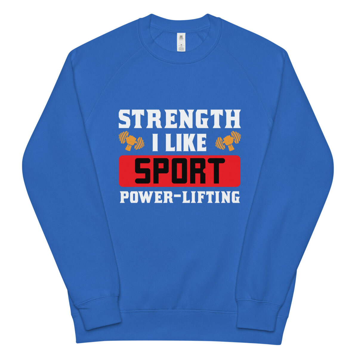 unisex raglan sweatshirt bright royal front 644819cbdc7e8