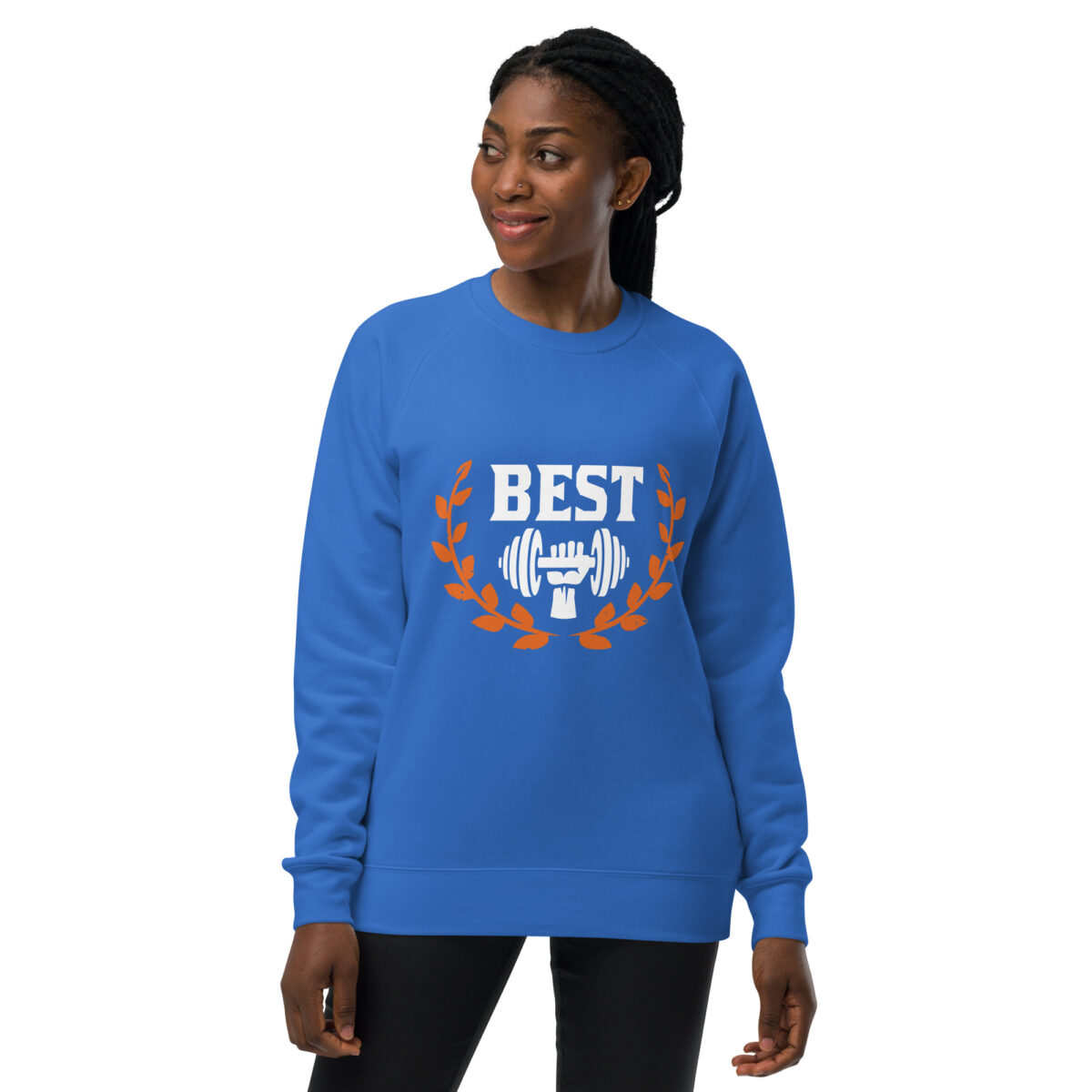 unisex raglan sweatshirt bright royal front 6448de0d572af