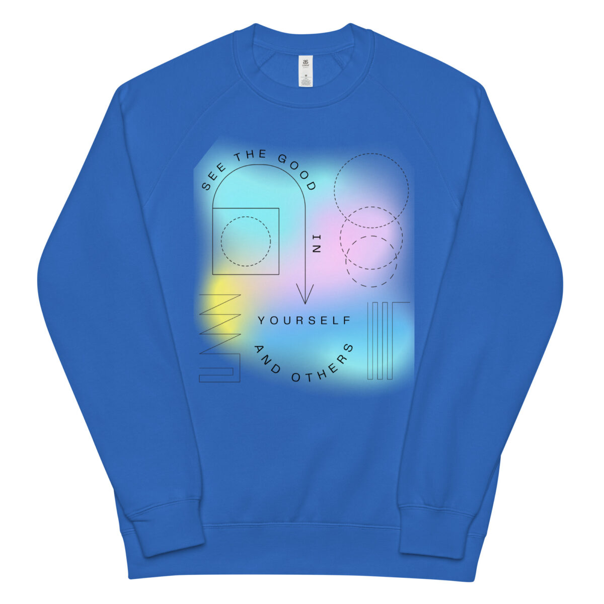 unisex raglan sweatshirt bright royal front 6448f02922522