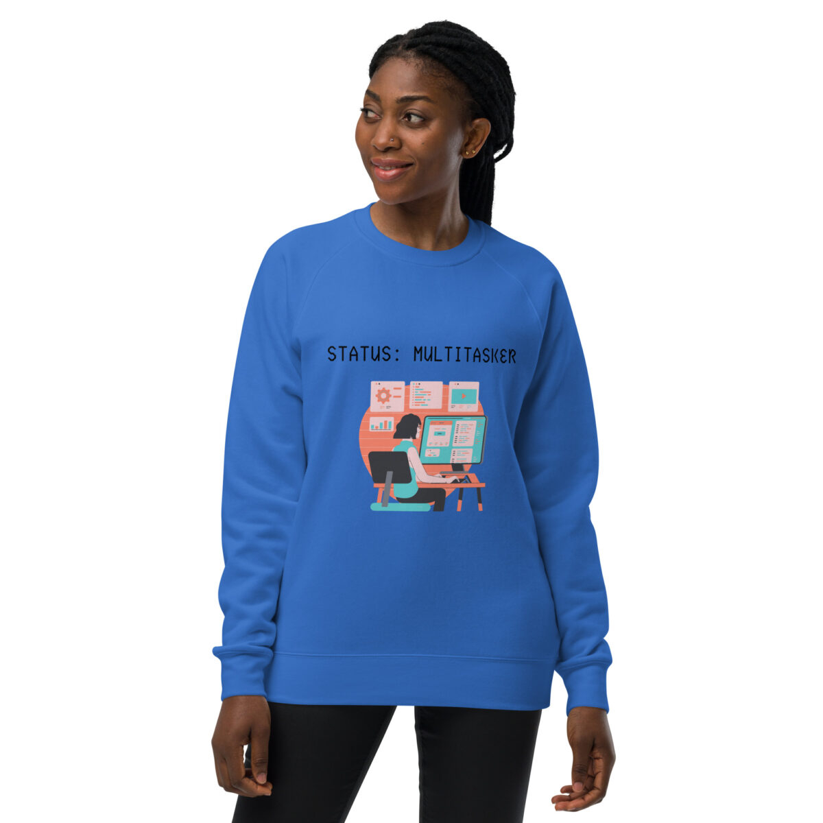 unisex raglan sweatshirt bright royal front 64493e9feef5b