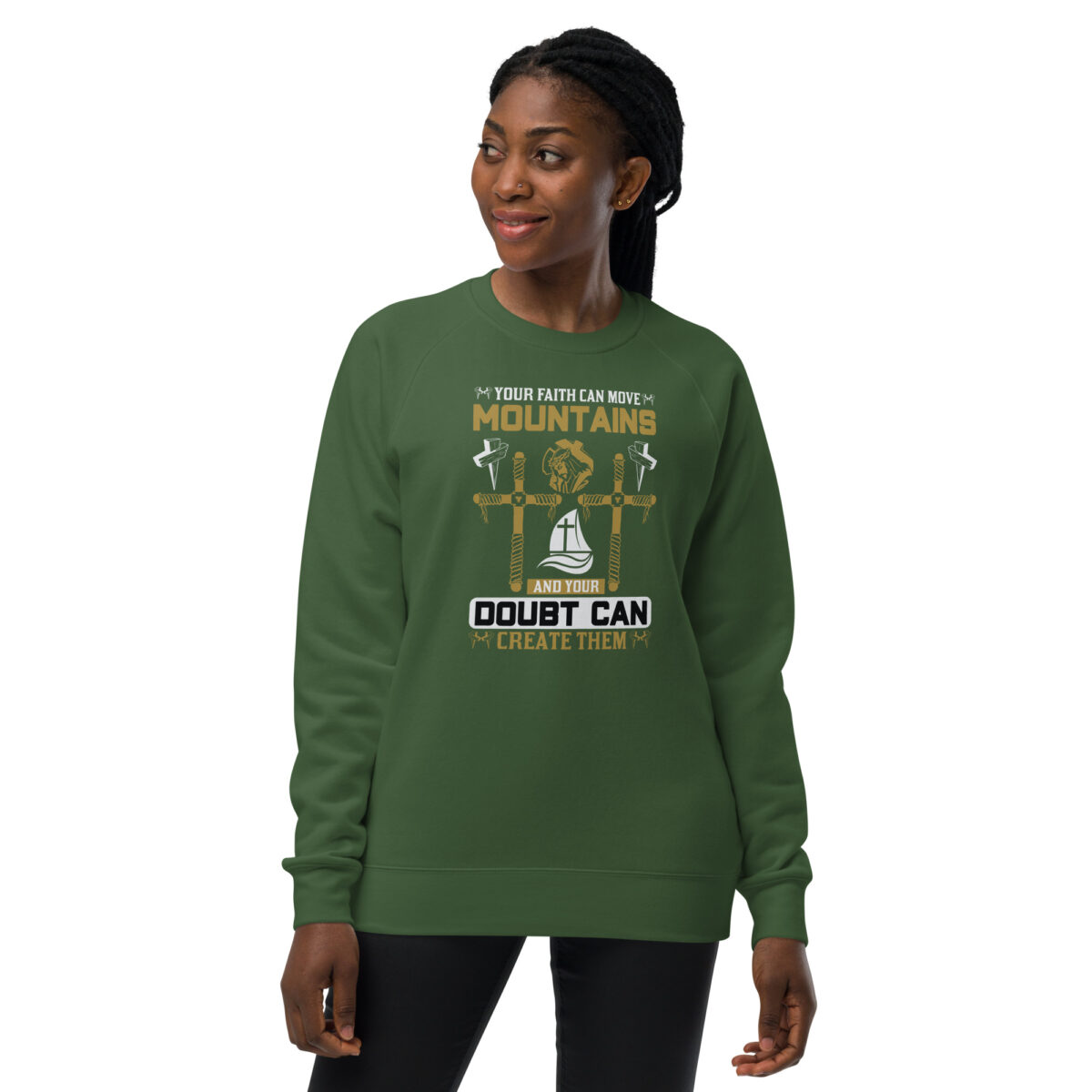 unisex raglan sweatshirt forest green front 643fa14b8d665