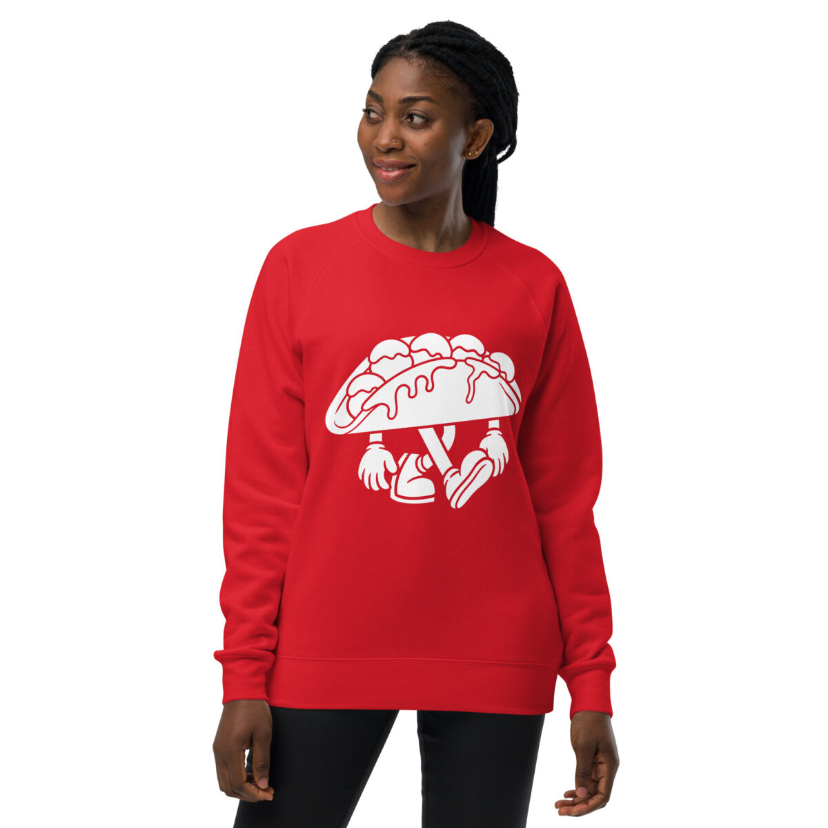 unisex raglan sweatshirt red front 643d4215313ae