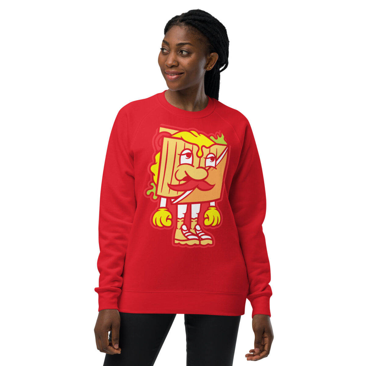 unisex raglan sweatshirt red front 643d4511b5d9b