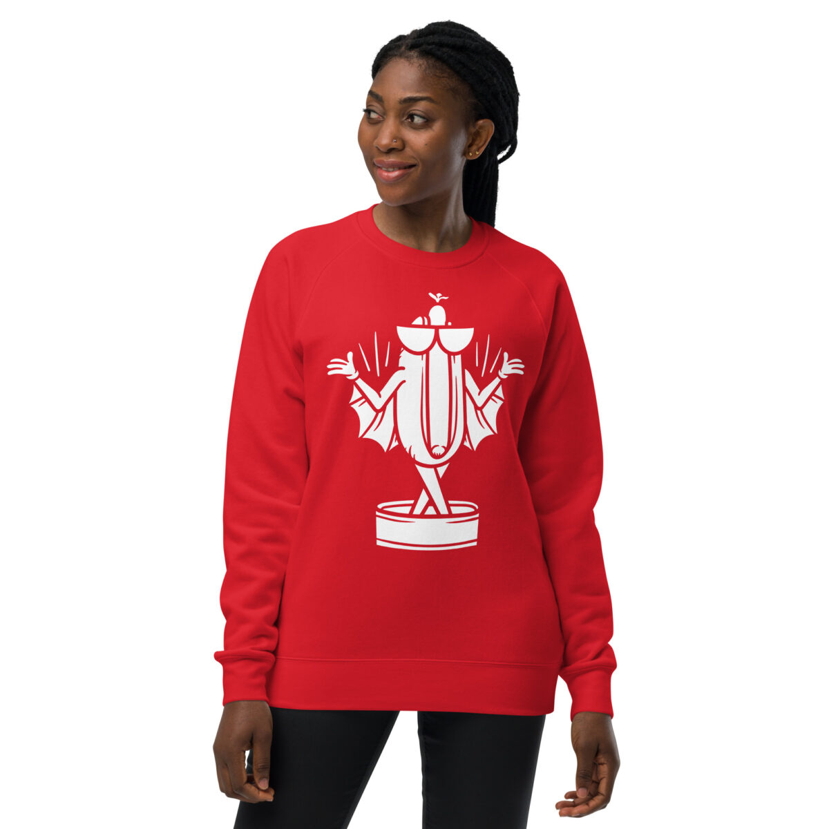 unisex raglan sweatshirt red front 643d6a329b8d8