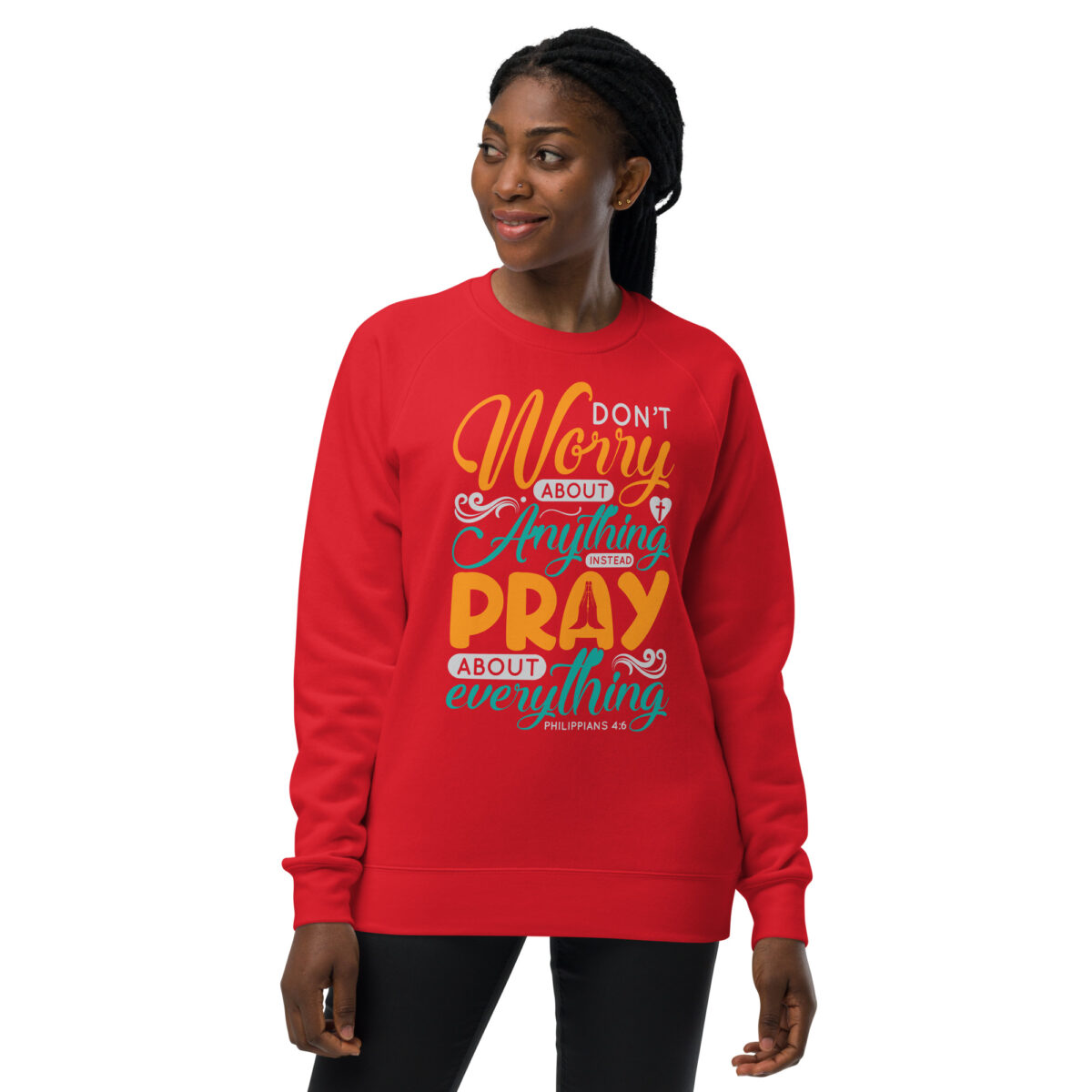 unisex raglan sweatshirt red front 643e67ec98ebc