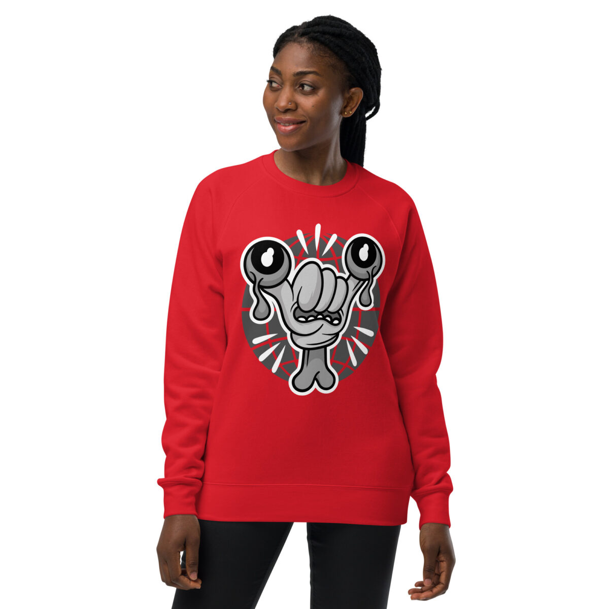 unisex raglan sweatshirt red front 643e6da52f334