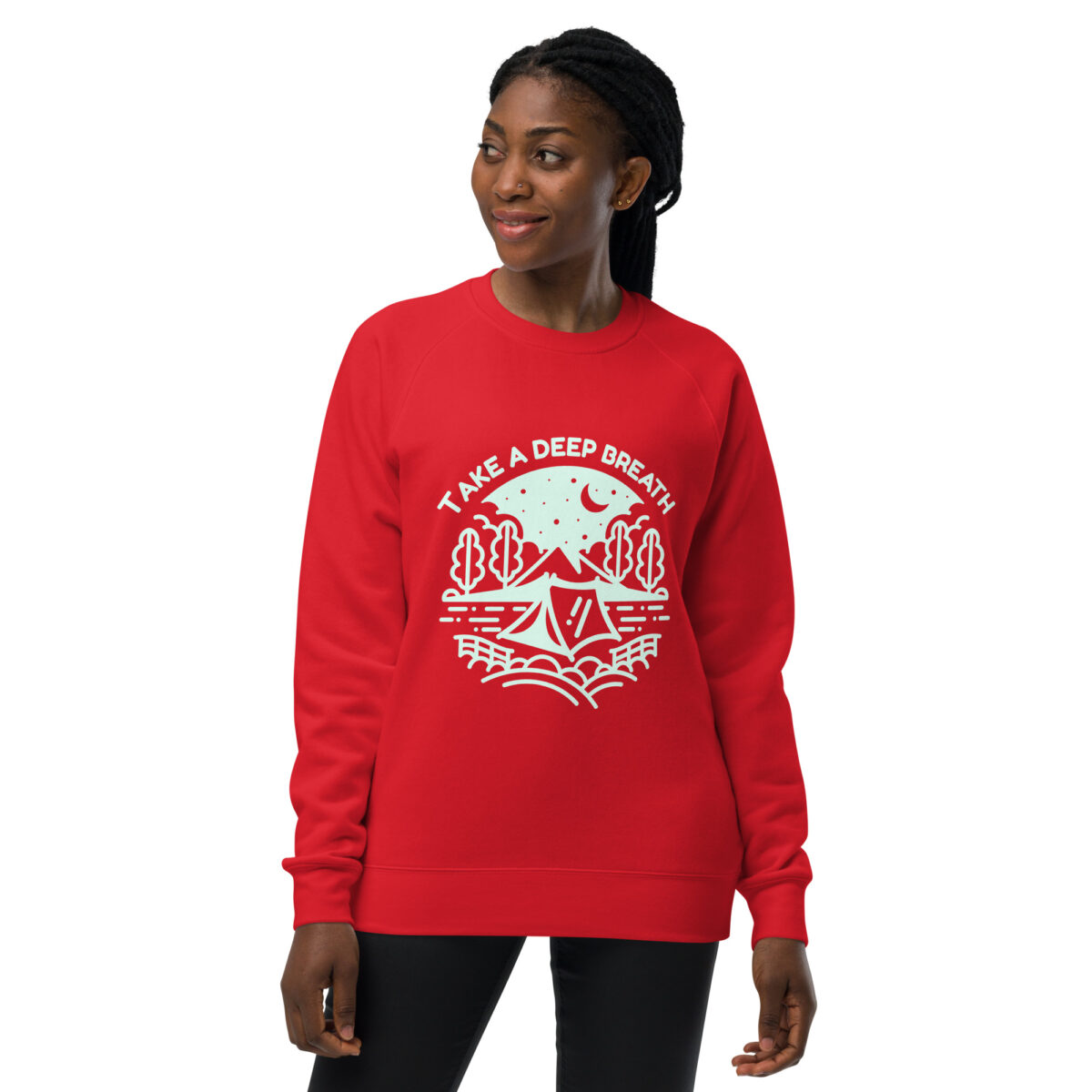 unisex raglan sweatshirt red front 643fad4fbef47