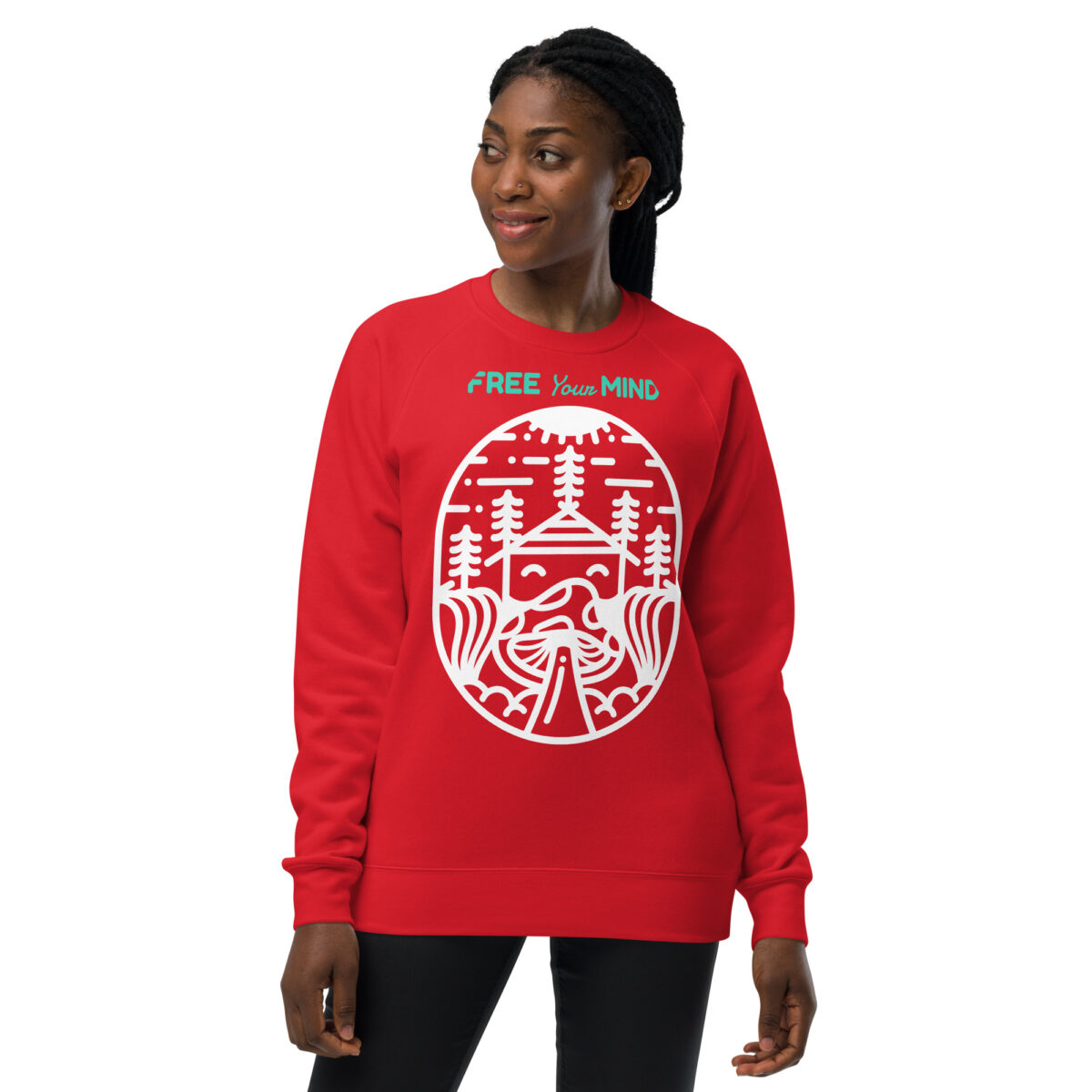 unisex raglan sweatshirt red front 643fb242a3efe