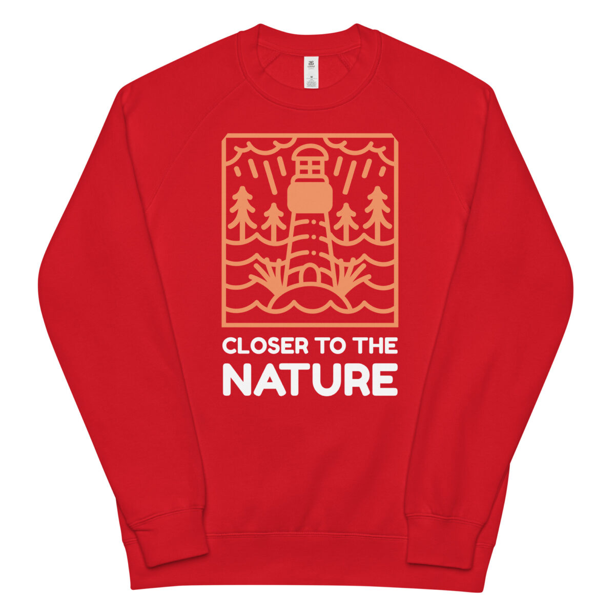 unisex raglan sweatshirt red front 643fb7ae91062