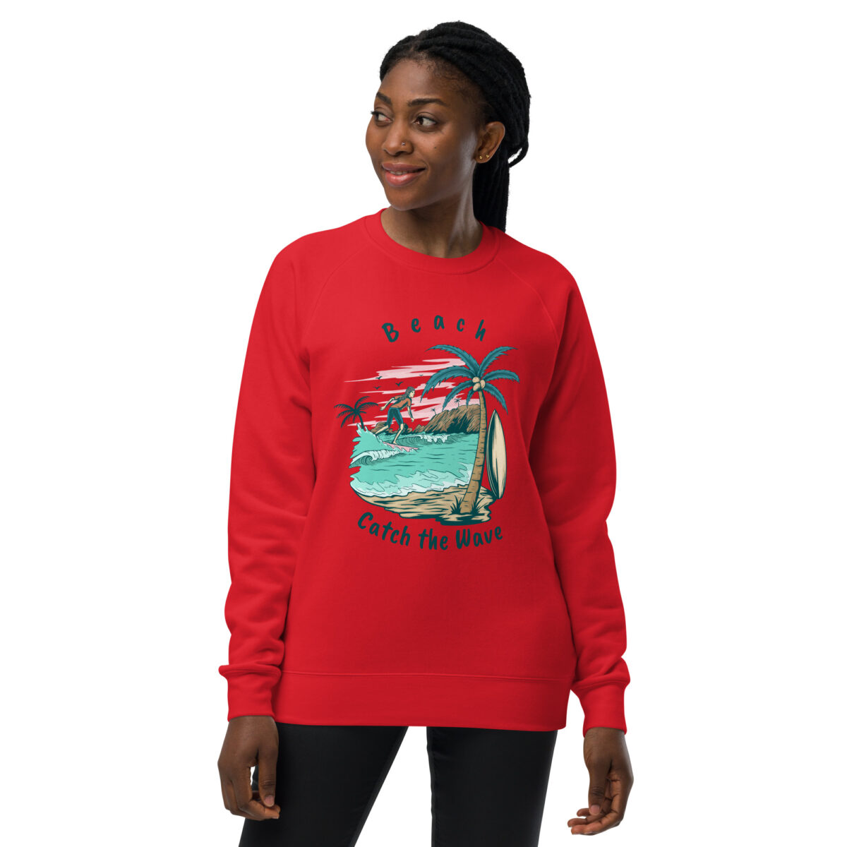 unisex raglan sweatshirt red front 643fc1f2538ad