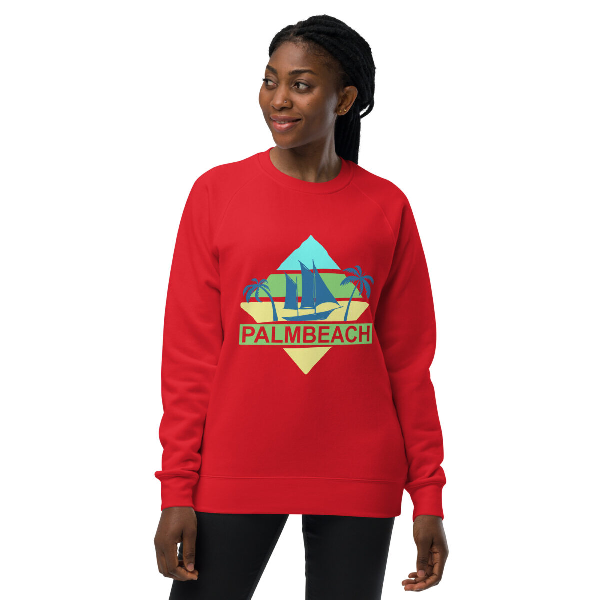 unisex raglan sweatshirt red front 6440057054daa