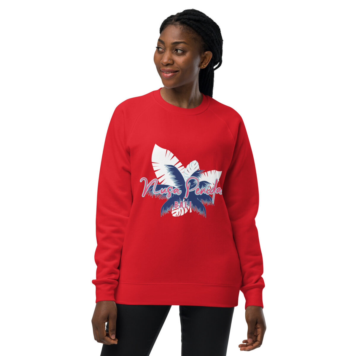 unisex raglan sweatshirt red front 644018899271c