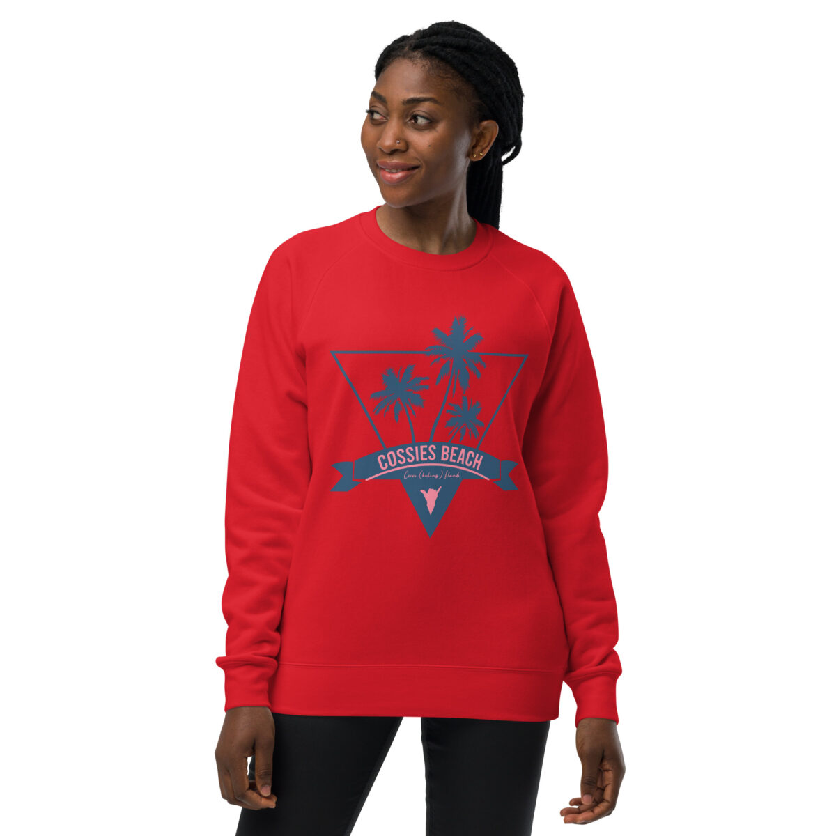 unisex raglan sweatshirt red front 64411fcb7d0a4