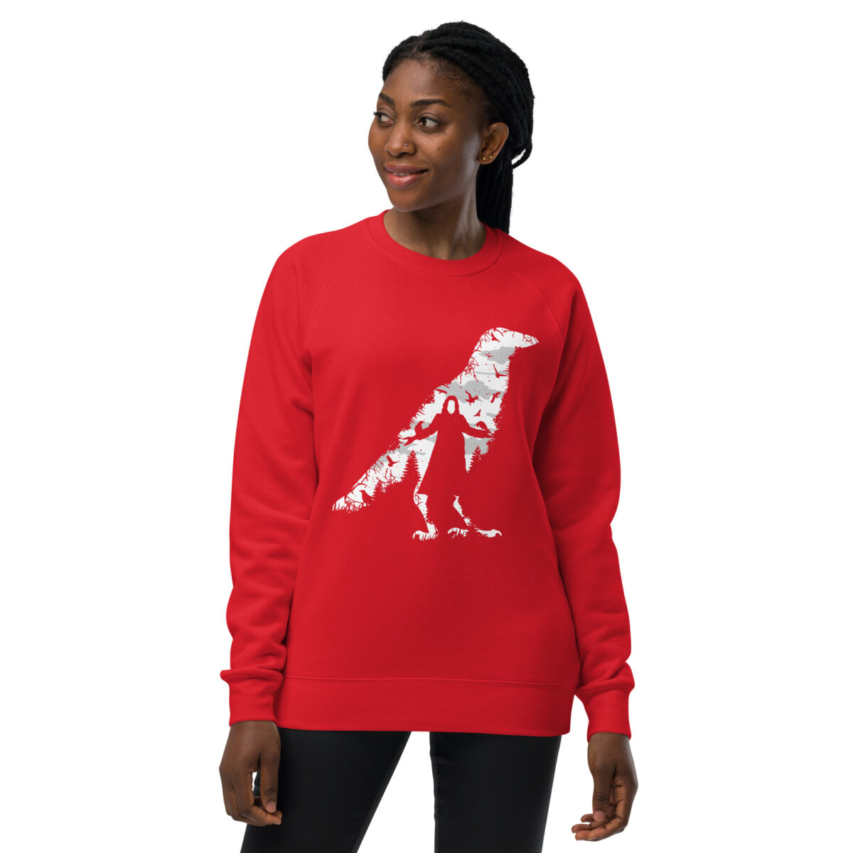 unisex raglan sweatshirt red front 64412bd459a80