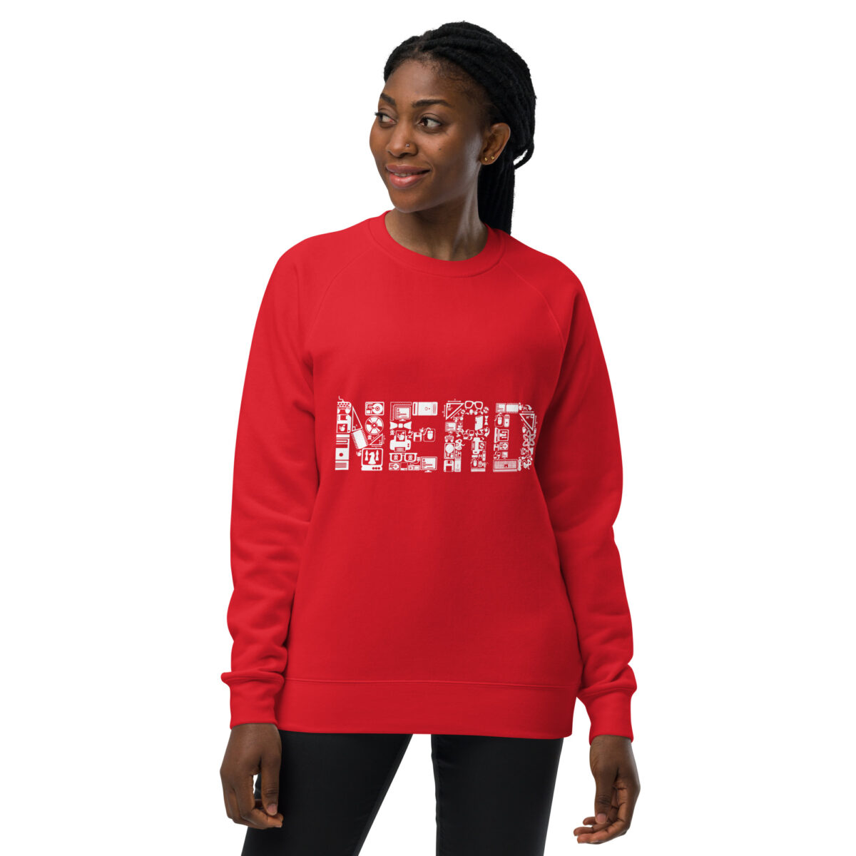 unisex raglan sweatshirt red front 644138c40328b