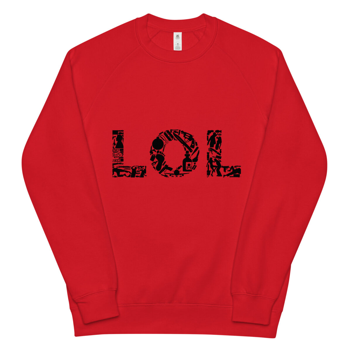 unisex raglan sweatshirt red front 64413a6f19504