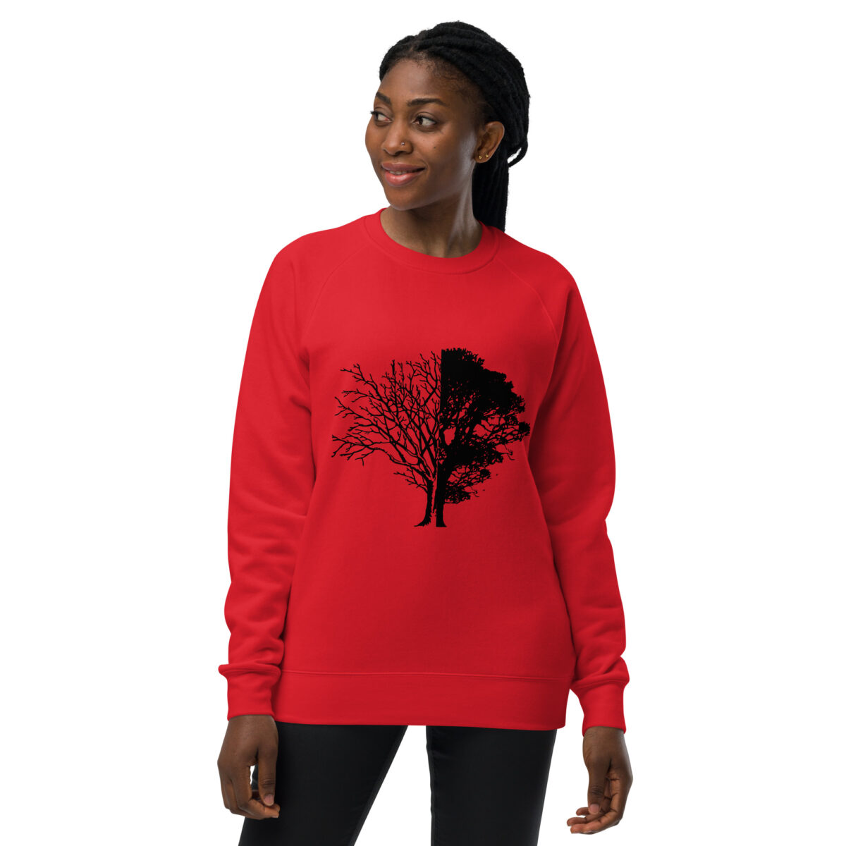 unisex raglan sweatshirt red front 64413ac4193ca