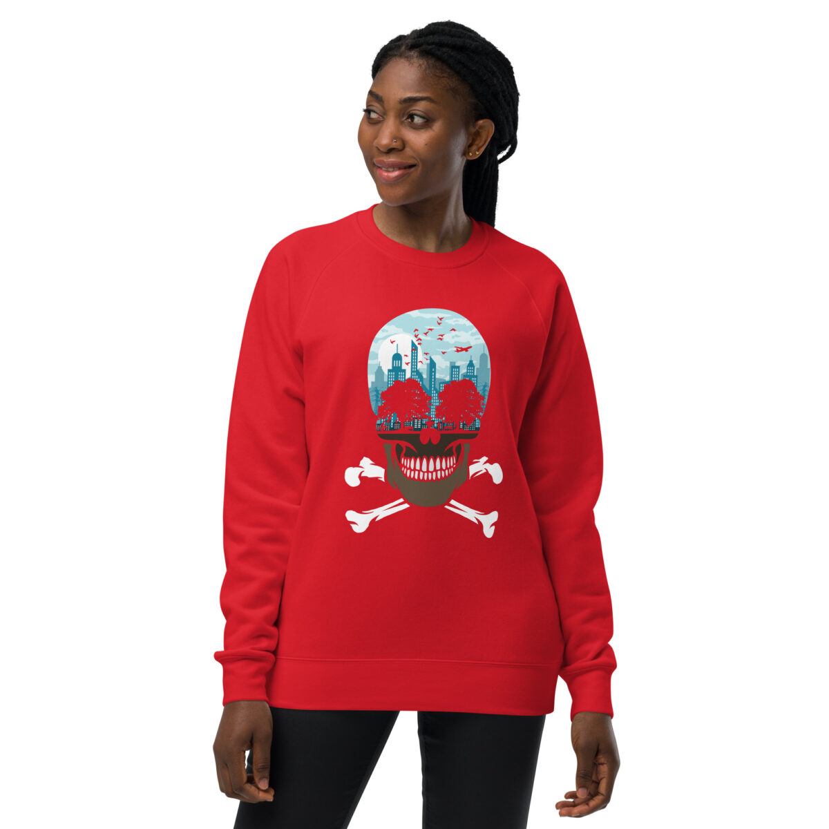 unisex raglan sweatshirt red front 6441695ea0611