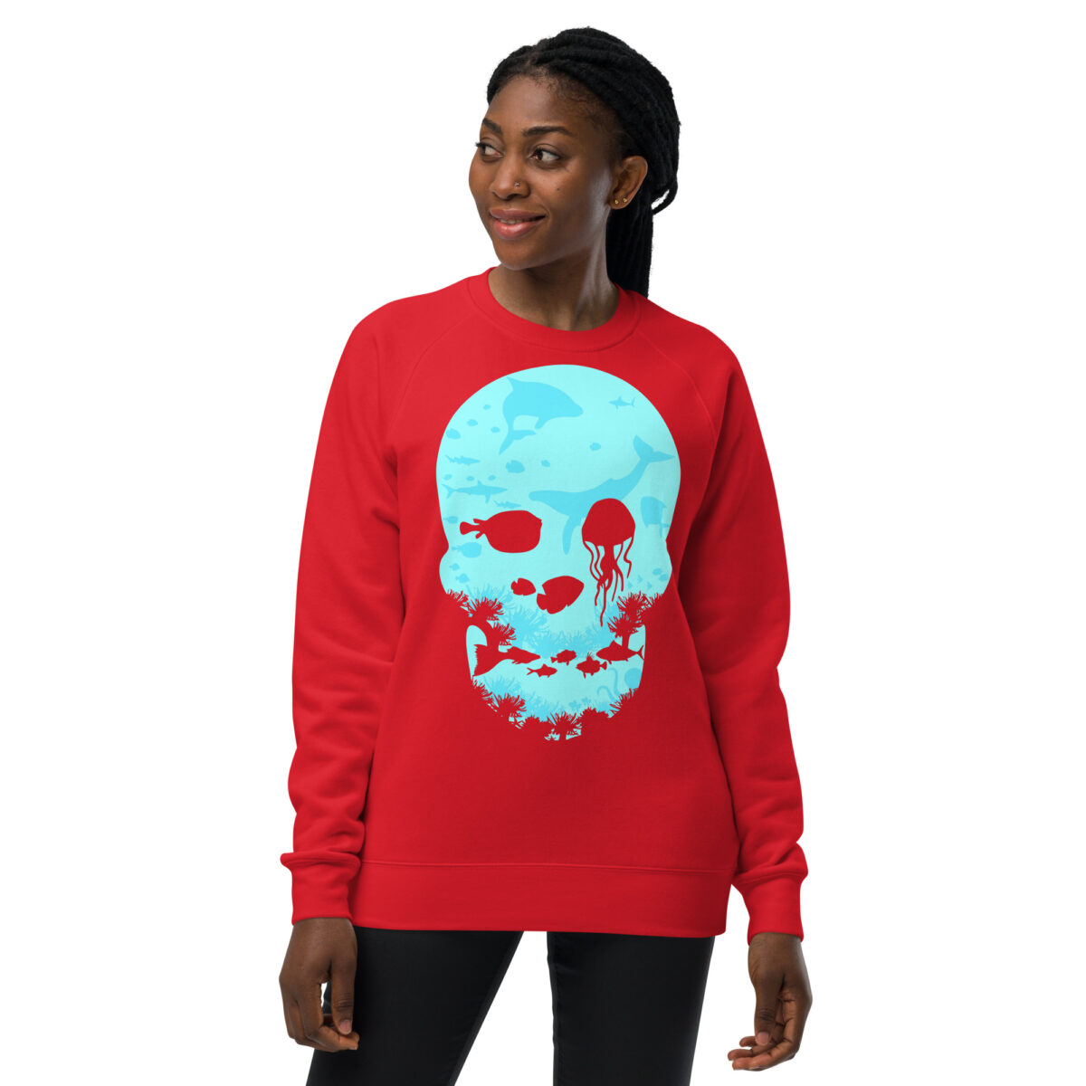 unisex raglan sweatshirt red front 644169dd26217