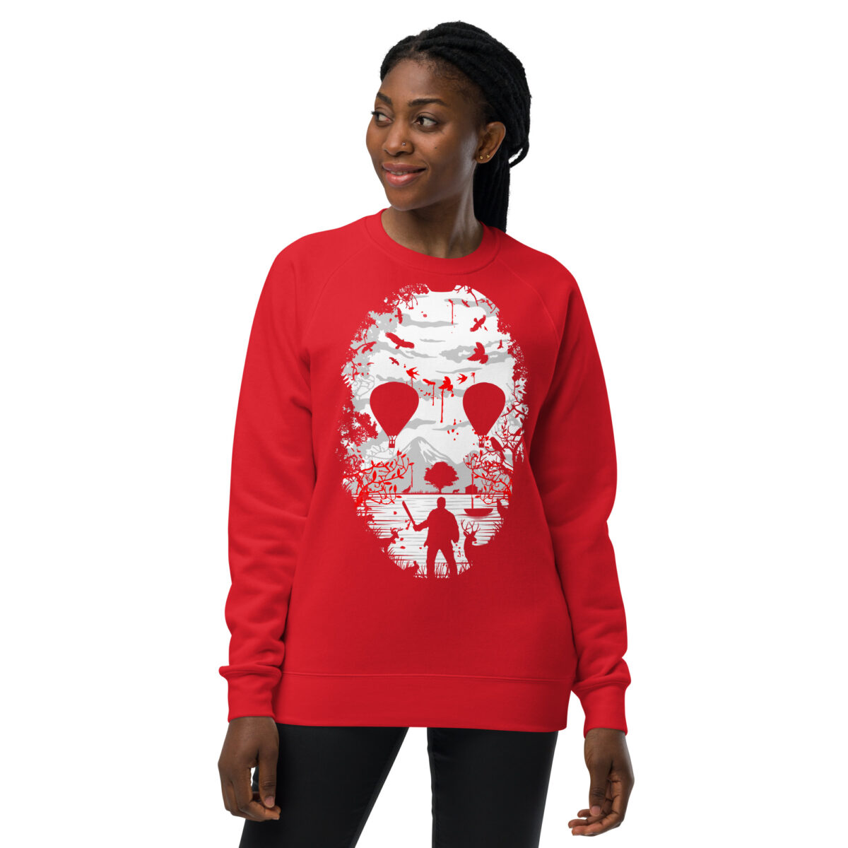 unisex raglan sweatshirt red front 64416b82b3e31