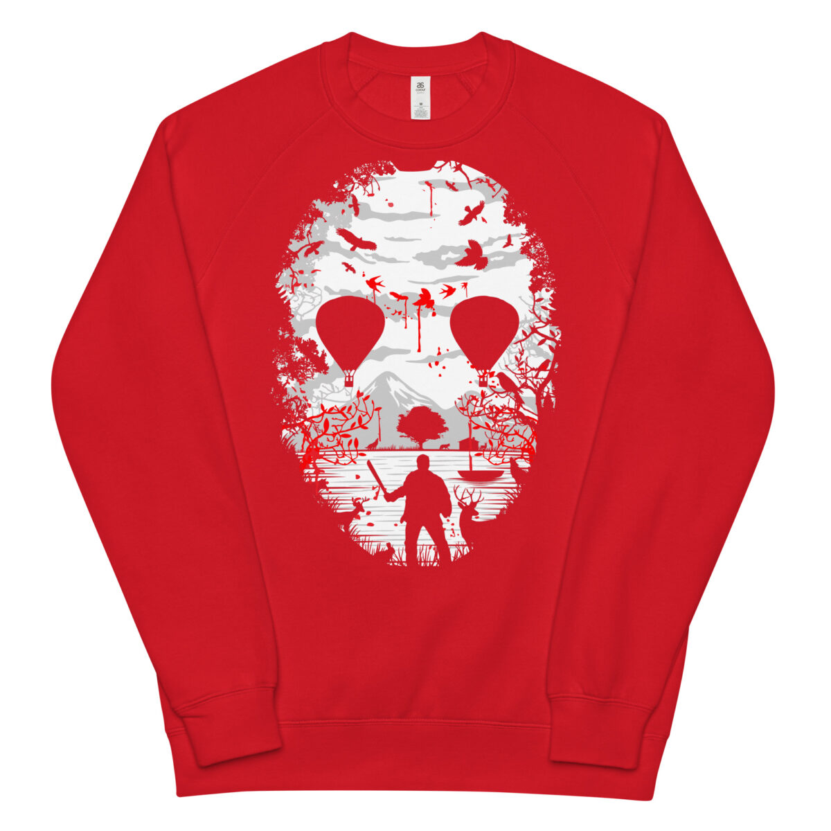 unisex raglan sweatshirt red front 64416b82b3fdb