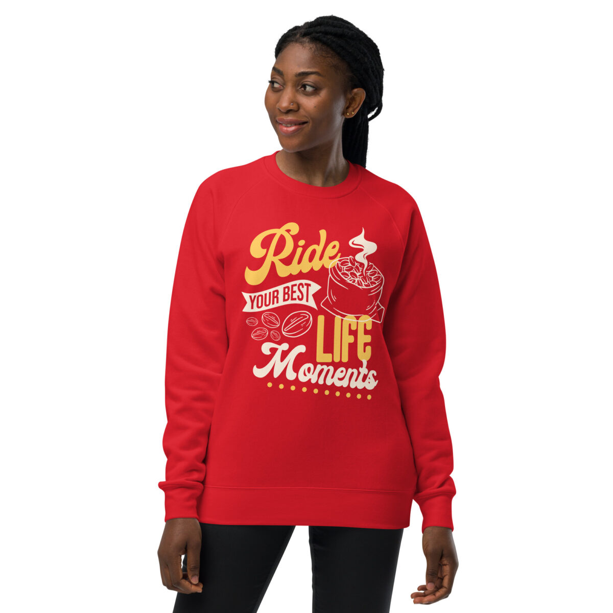 unisex raglan sweatshirt red front 6442b00e2b4fe