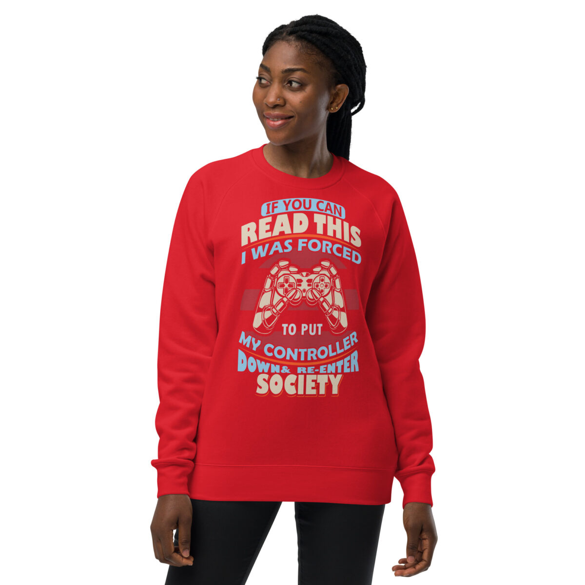 unisex raglan sweatshirt red front 6443b7425ff6f