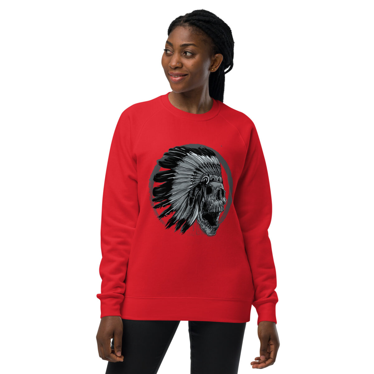 unisex raglan sweatshirt red front 6446578c3dfff