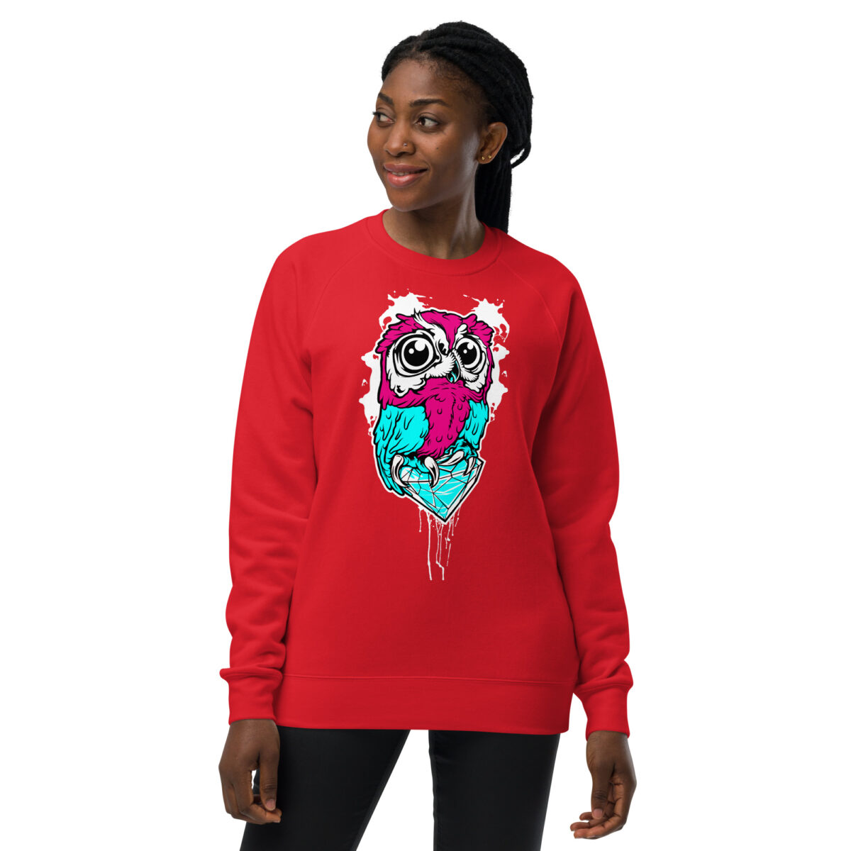 unisex raglan sweatshirt red front 64465df677b7d