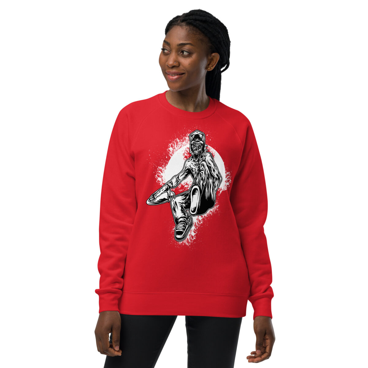 unisex raglan sweatshirt red front 64465ffdeba1c