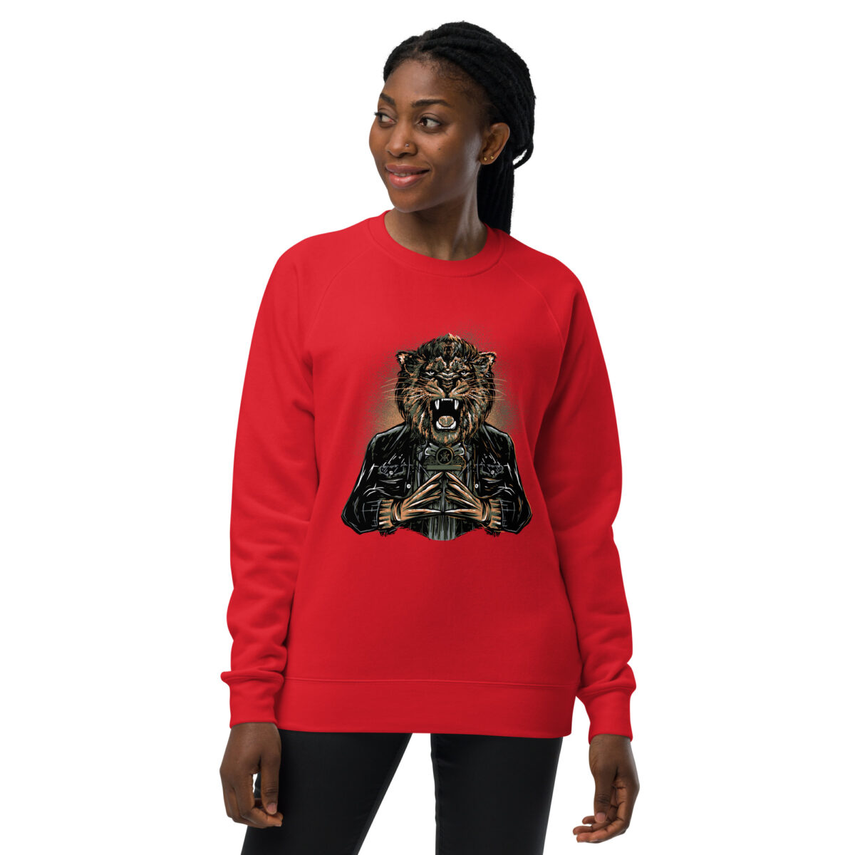 unisex raglan sweatshirt red front 644669c3544f1